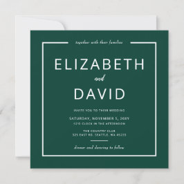 Convites Casamento Minimalista Moderno Elegante Verde Elega
