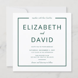 Convites Casamento Minimalista Moderno Elegante Verde Elega