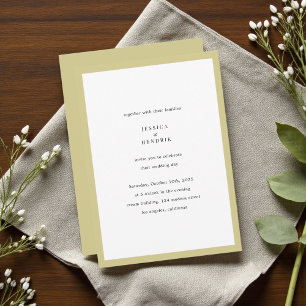 Convites Casamento Minimalista Moderno Elegante Verde Lima