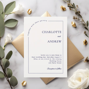 Convites Casamento minimalista moderno em azul marinho marf