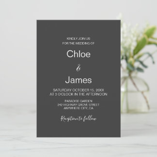 Convites Casamento Minimalista Moderno em Carvão