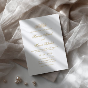 Convites Casamento Minimalista Moderno em Ouro e Letra Esti