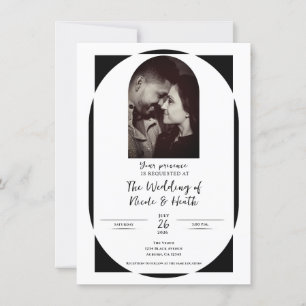Convites Casamento Minimalista Moderno em Preto e Branco