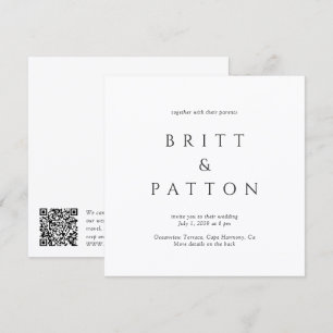 Convites Casamento Minimalista Moderno em Preto e Branco co