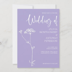 Convites Casamento Minimalista Moderno Floral Lavanda Viole