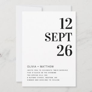 Convites Casamento Minimalista Moderno Limpo Foto & Códig