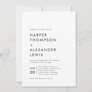 Convites Casamento Minimalista Moderno Ousado