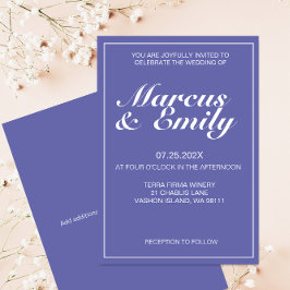 Convites Casamento Minimalista Moderno Periwinkle & White