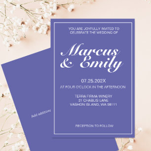 Convites Casamento Minimalista Moderno Periwinkle & White