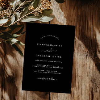 Convites Casamento Minimalista Moderno Preto
