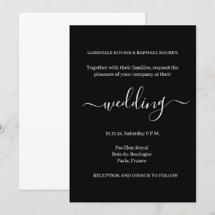 Convites Casamento Minimalista Moderno Preto e Branco