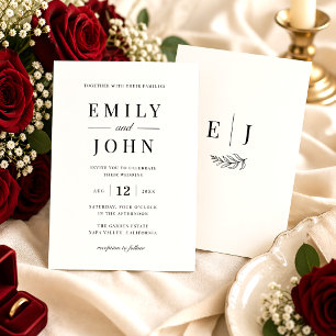 Convites Casamento Minimalista Moderno Preto e Branco