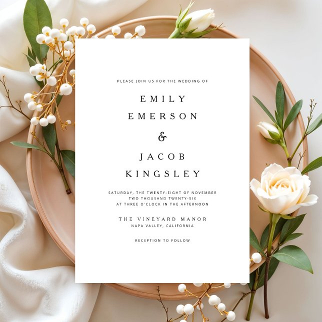 Convites Casamento Minimalista Moderno Preto e Branco (Modern Minimalist Black And White Wedding Invitation)