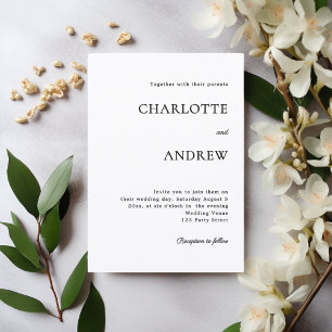 Convites Casamento minimalista moderno preto e branco