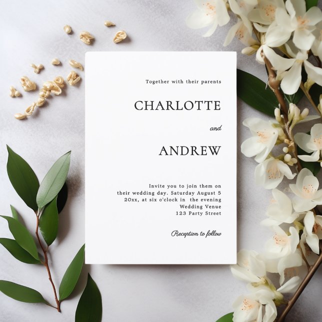 Convites Casamento minimalista moderno preto e branco (Criador carregado)