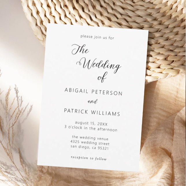 Convites Casamento Minimalista Moderno Preto e Branco (Criador carregado)