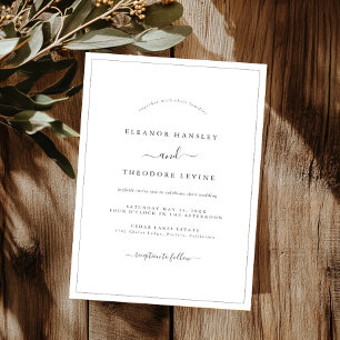 Convites Casamento Minimalista Moderno Preto e Branco