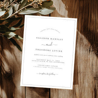 Convites Casamento Minimalista Moderno Preto e Branco  