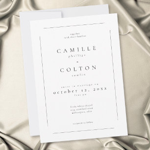 Convites Casamento Minimalista Moderno Preto e Branco Elega