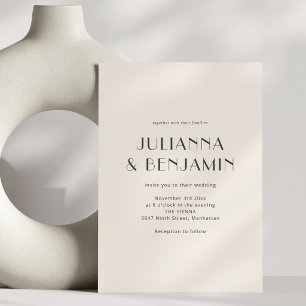 Convites Casamento Minimalista Moderno Preto Marfim Art Déc