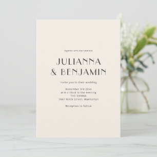 Convites Casamento Minimalista Moderno Preto Marfim Art Déc