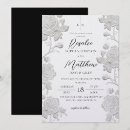 Convites Casamento Minimalista Moderno Rosa Branco e Preto