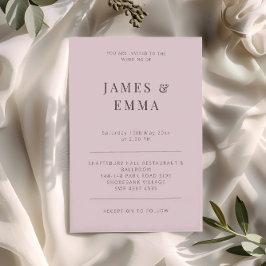 Convites Casamento Minimalista Moderno Rosa Desbotado