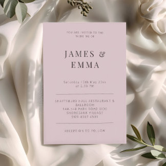 Convites Casamento Minimalista Moderno Rosa Desbotado