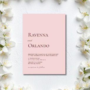 Convites Casamento Minimalista Moderno Rosa e Borgonha