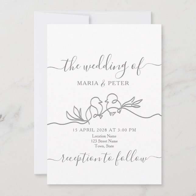 Convites Casamento Minimalista Moderno Simples (Frente)