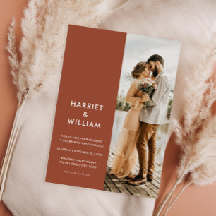 Convites Casamento Minimalista Moderno Terracotta Rust