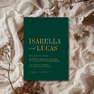 Convites Casamento Minimalista Moderno Verde Esmeralda e Do