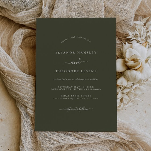 Convites Casamento Minimalista Moderno Verde Oliva   (Criador carregado)