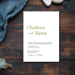 Convites Casamento Minimalista Moderno Verde Oliva