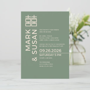 Convites Casamento Minimalista Moderno Vietnamita/Inglês VE