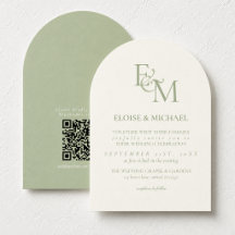 Casamento Minimalista Monograma Verde Sálvia Cláss
