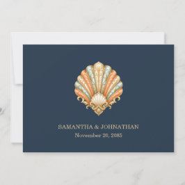 Convites Casamento minimalista na praia rsvp luxuoso concha
