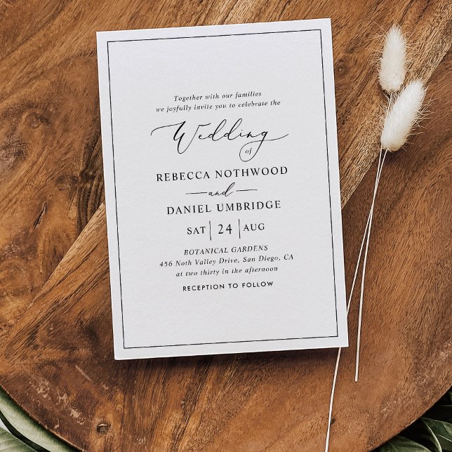 Convites Casamento Minimalista Negro e Branco (Criador carregado)