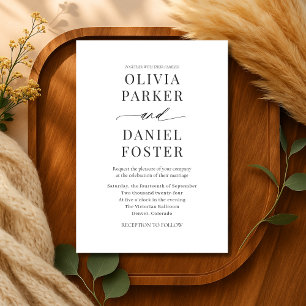 Convites Casamento Minimalista Negro e Branco Moderno Elega