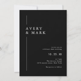 Convites Casamento Minimalista Negro Negro Escuro