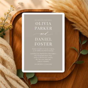 Convites Casamento Minimalista Neutro Taupe Elegante
