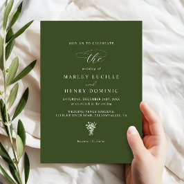 Convites Casamento Minimalista Oliva Verde Simples Chic