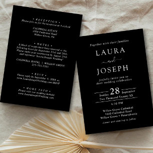 Convites Casamento Minimalista Personalizado Preto Tudo Em 