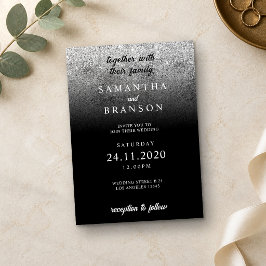 Convites Casamento Minimalista Prata Brilhante