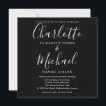 Convites Casamento Minimalista Preto-Branco<br><div class="desc">Com nomes elegantes de estilo de assinatura,  este convite de casamento a preto e branco na moda pode ser personalizado com os detalhes do seu casamento na tipografia moderna. Projetado por Thisnotme©</div>