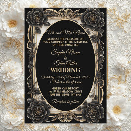 Convites Casamento Minimalista Preto Branco Monocromático M