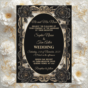 Convites Casamento Minimalista Preto Branco Monocromático M