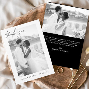 Convites Casamento Minimalista Preto-Branco Obrigado