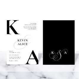 Convites Casamento minimalista preto e branco