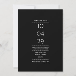 Convites Casamento Minimalista Preto e Branco Data Tudo em